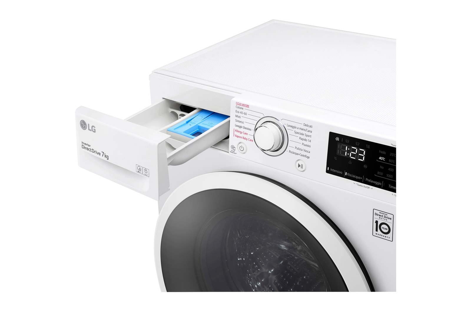 LG Lavatrice slim 7kg AI DD? | Serie V3 Classe D | 1200 giri, Lavaggio a vapore, Inverter Direct Drive | White, F2WV3S7SHE