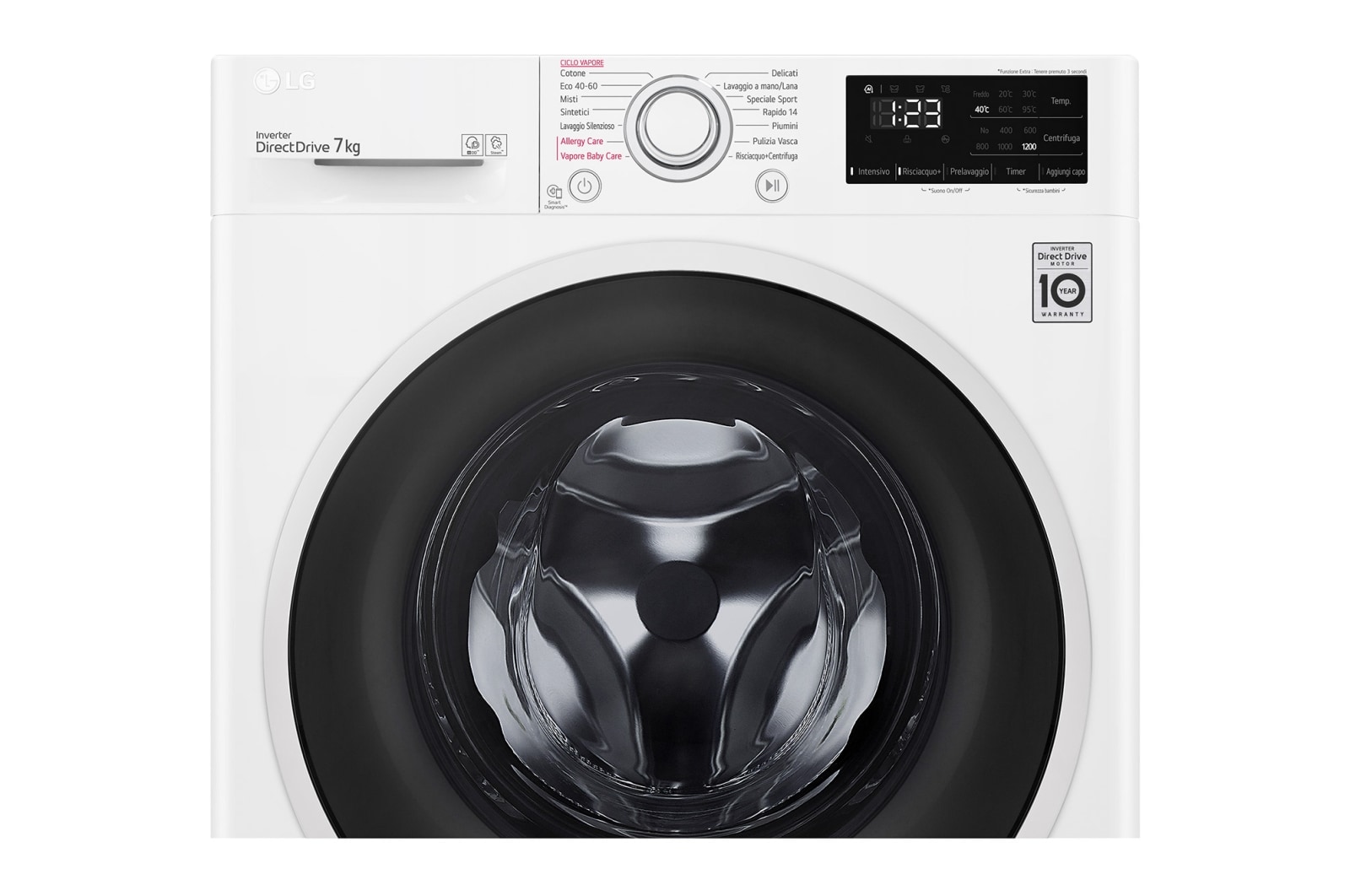 LG Lavatrice slim 7kg AI DD? | Serie V3 Classe D | 1200 giri, Lavaggio a vapore, Inverter Direct Drive | White, F2WV3S7SHE