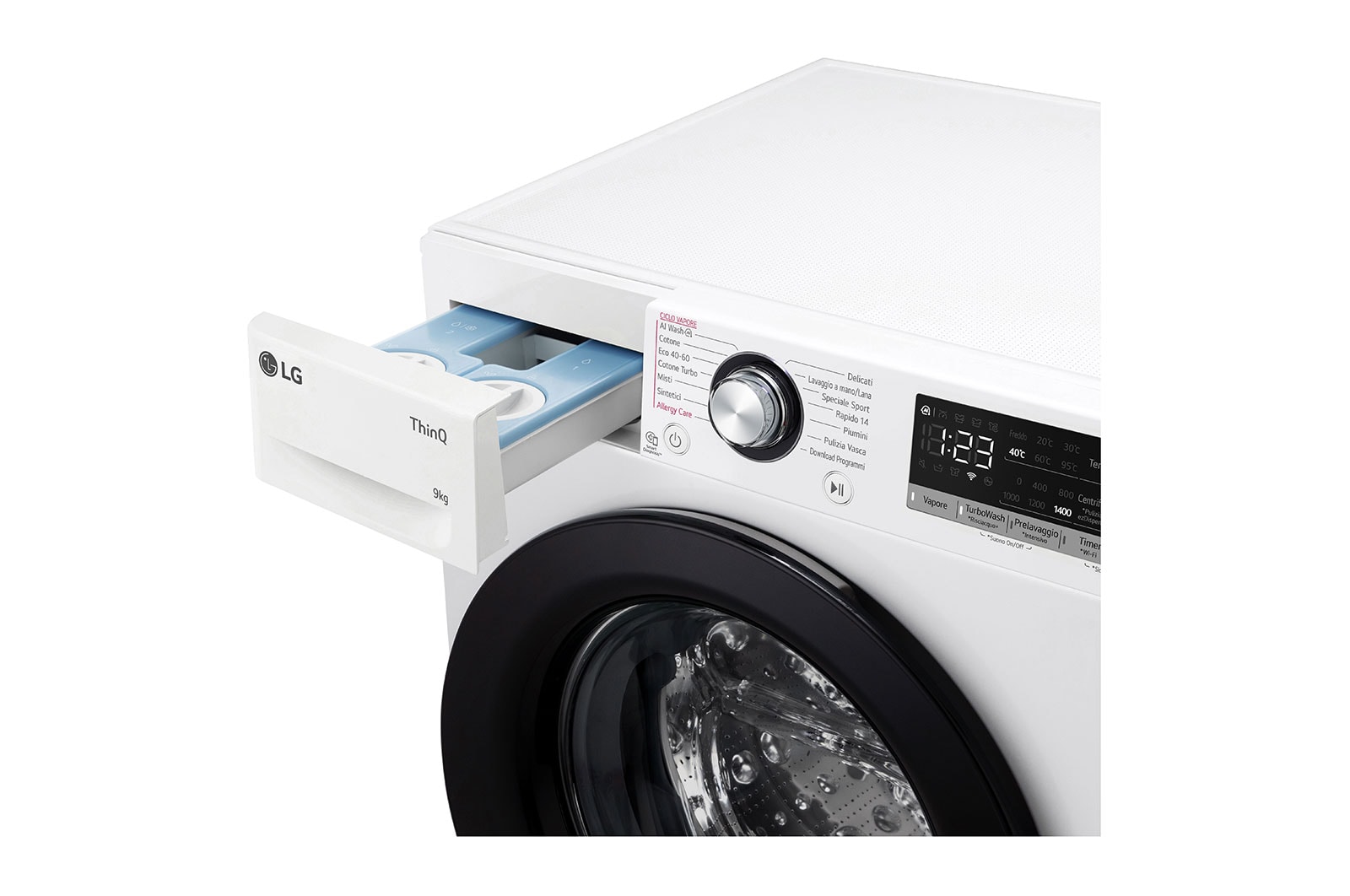 LG Lavatrice 9kg AI DD? | Serie R3 Classe A-10% | 1400 giri, Autodosaggio, Lavaggio a vapore, Wi-Fi | White, F4R3509NSWB