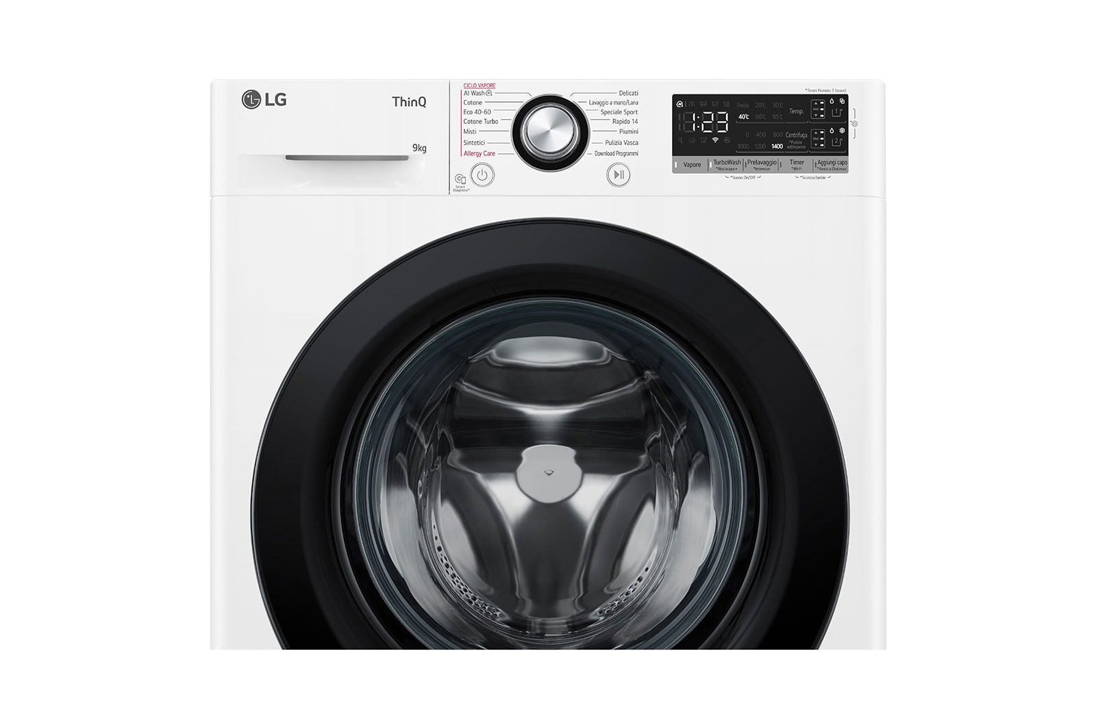 LG Lavatrice 9kg AI DD? | Serie R3 Classe A-10% | 1400 giri, Autodosaggio, Lavaggio a vapore, Wi-Fi | White, F4R3509NSWB