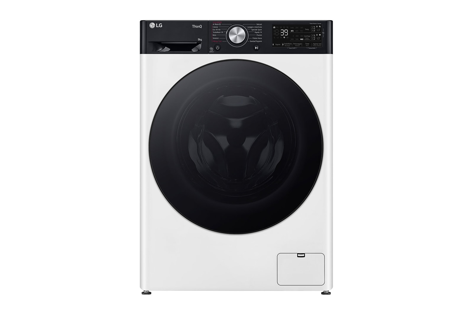 LG Lavatrice 9kg AI DD? | Serie R7 Classe A-10% | 1400 giri, TurboWash 360, Autodosaggio, Vapore su 7 programmi, Wi-Fi | White, F4R7509TSWB