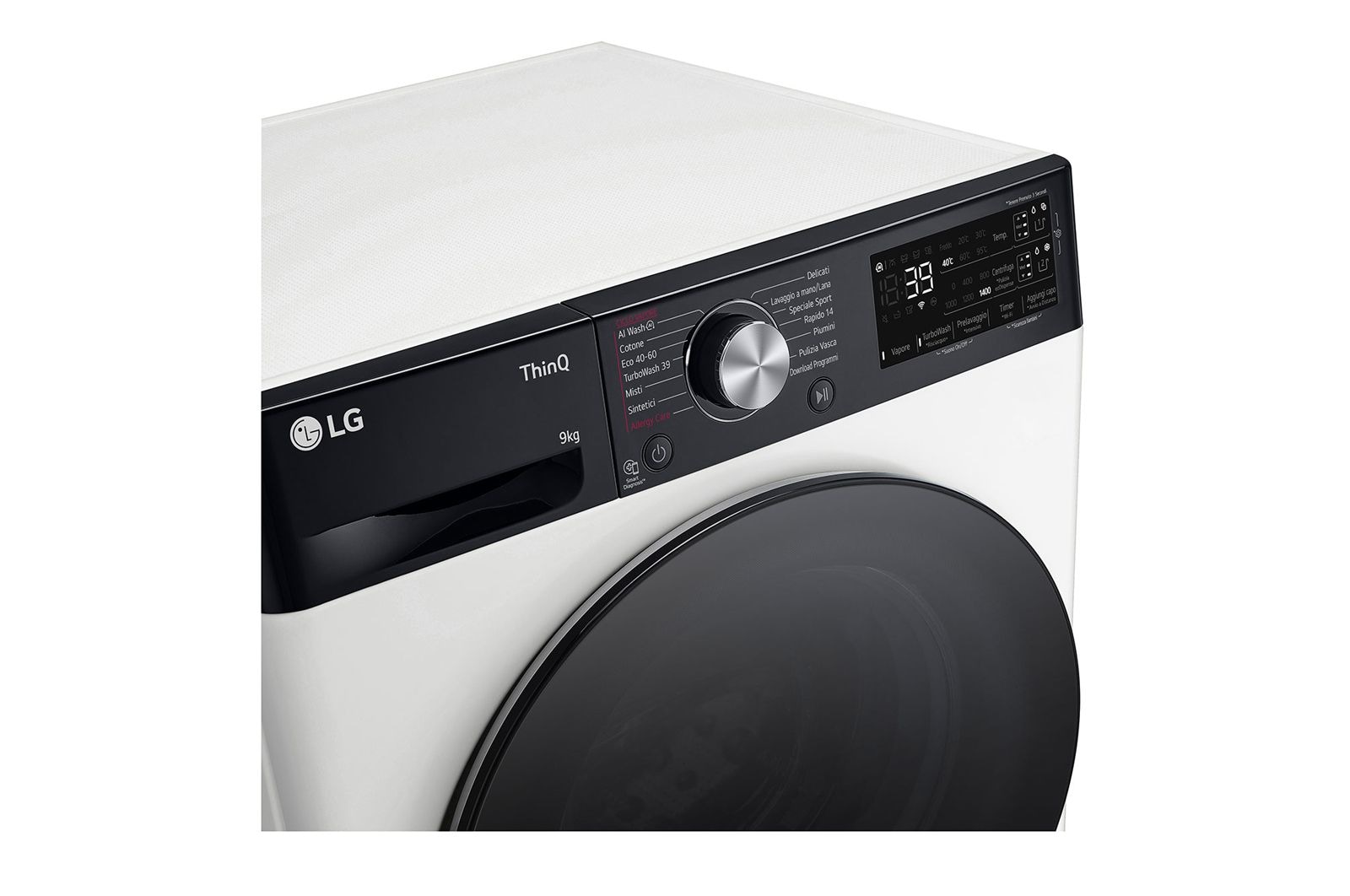 LG Lavatrice 9kg AI DD? | Serie R7 Classe A-10% | 1400 giri, TurboWash 360, Autodosaggio, Vapore su 7 programmi, Wi-Fi | White, F4R7509TSWB