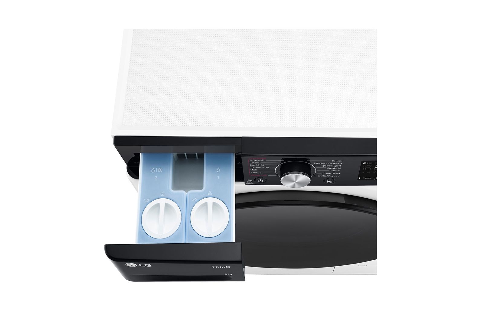 LG Lavatrice 9kg AI DD? | Serie R7 Classe A-10% | 1400 giri, TurboWash 360, Autodosaggio, Vapore su 7 programmi, Wi-Fi | White, F4R7509TSWB