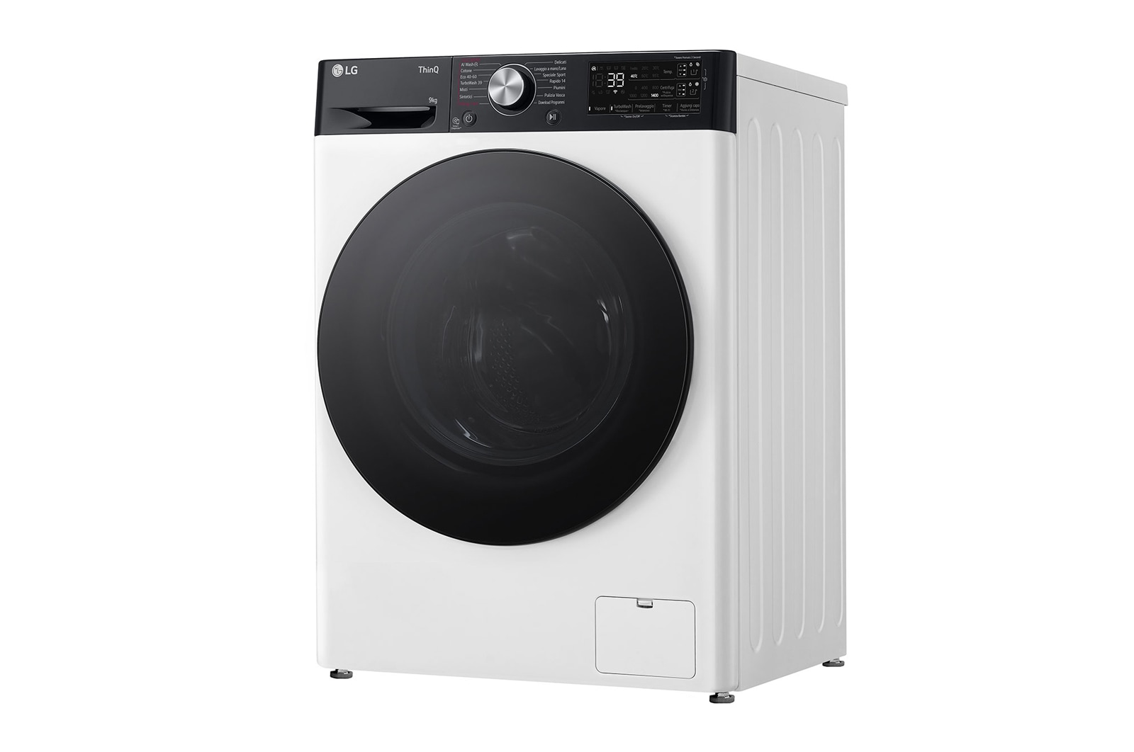 LG Lavatrice 9kg AI DD? | Serie R7 Classe A-10% | 1400 giri, TurboWash 360, Autodosaggio, Vapore su 7 programmi, Wi-Fi | White, F4R7509TSWB