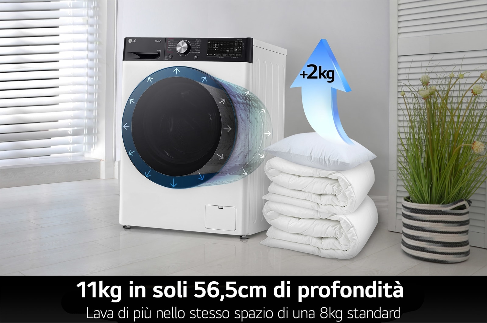 LG Lavatrice 11kg AI DD? | Serie R7 Classe A-10% | 1400 giri, TurboWash 360, Autodosaggio, Vapore su 7 programmi, Wi-Fi | White, F4R7511TSWB