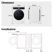 LG Lavatrice 11kg AI DD? | Serie R7 Classe A-10% | 1400 giri, TurboWash 360, Autodosaggio, Vapore su 7 programmi, Wi-Fi | White, F4R7511TSWB