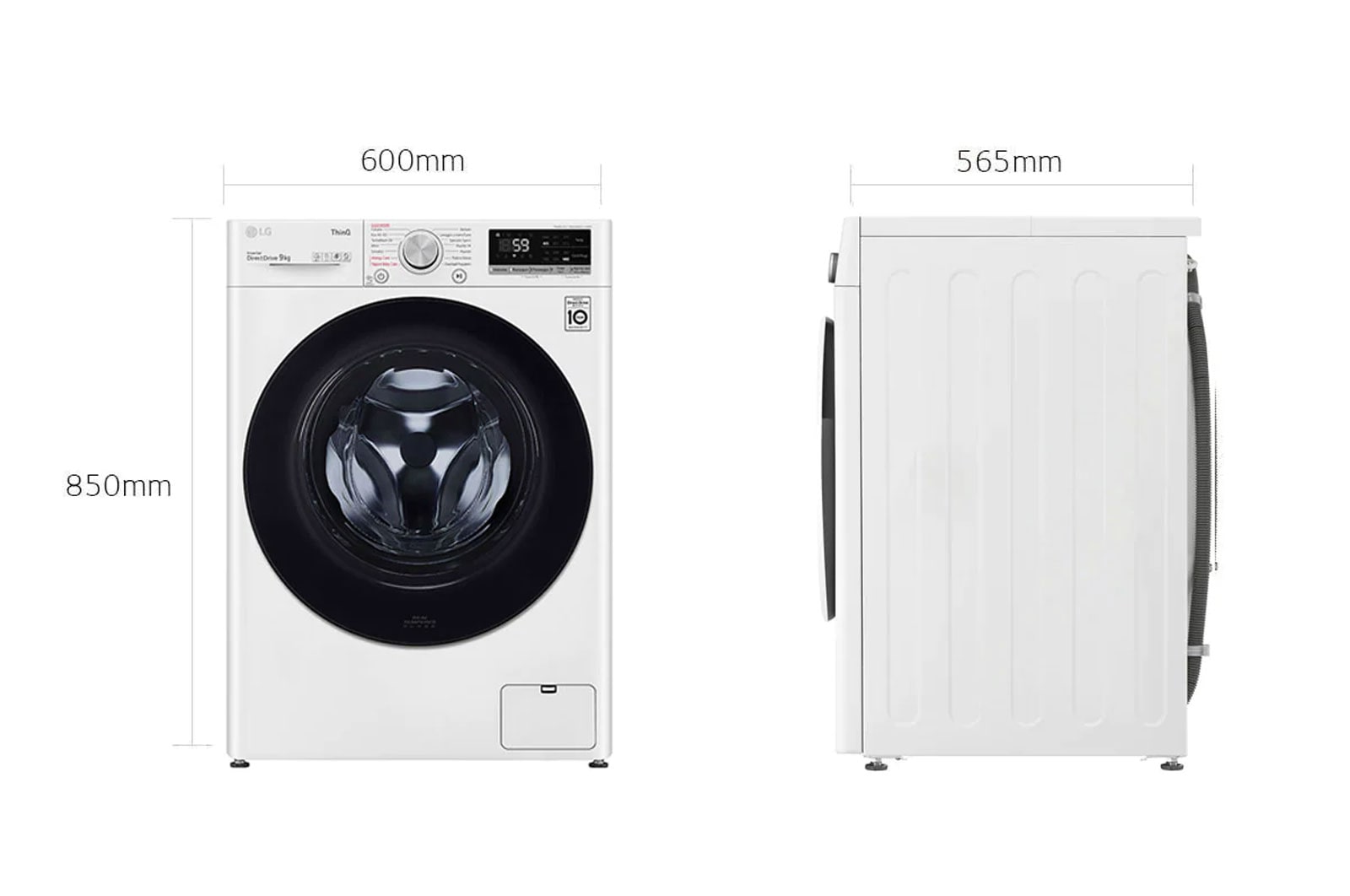 LG Lavatrice 9kg AI DD? | Serie V5 Classe A/A/A | 1400 giri, TurboWash, Lavaggio a vapore, Wi-Fi | White, F4WV509SAE