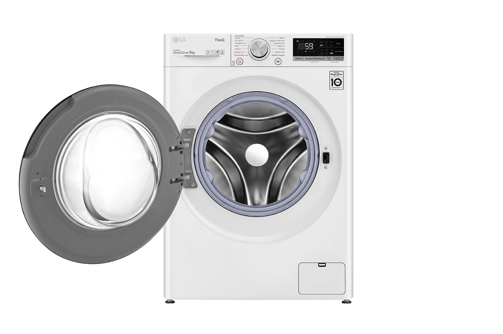 LG Lavatrice 9kg AI DD? | Serie V5 Classe A/A/A | 1400 giri, TurboWash, Lavaggio a vapore, Wi-Fi | White, F4WV509SAE