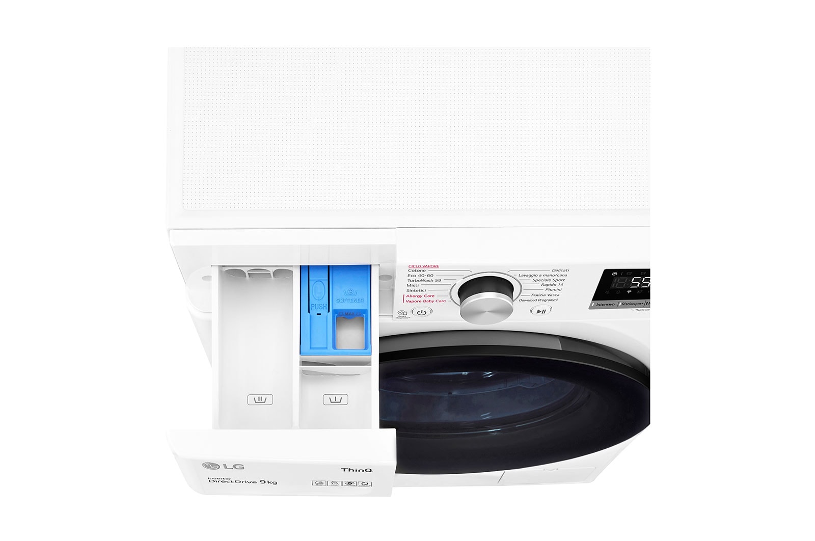 LG Lavatrice 9kg AI DD? | Serie V5 Classe A/A/A | 1400 giri, TurboWash, Lavaggio a vapore, Wi-Fi | White, F4WV509SAE