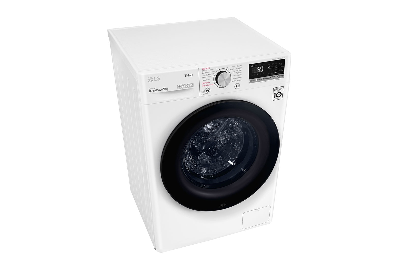 LG Lavatrice 9kg AI DD? | Serie V5 Classe A/A/A | 1400 giri, TurboWash, Lavaggio a vapore, Wi-Fi | White, F4WV509SAE