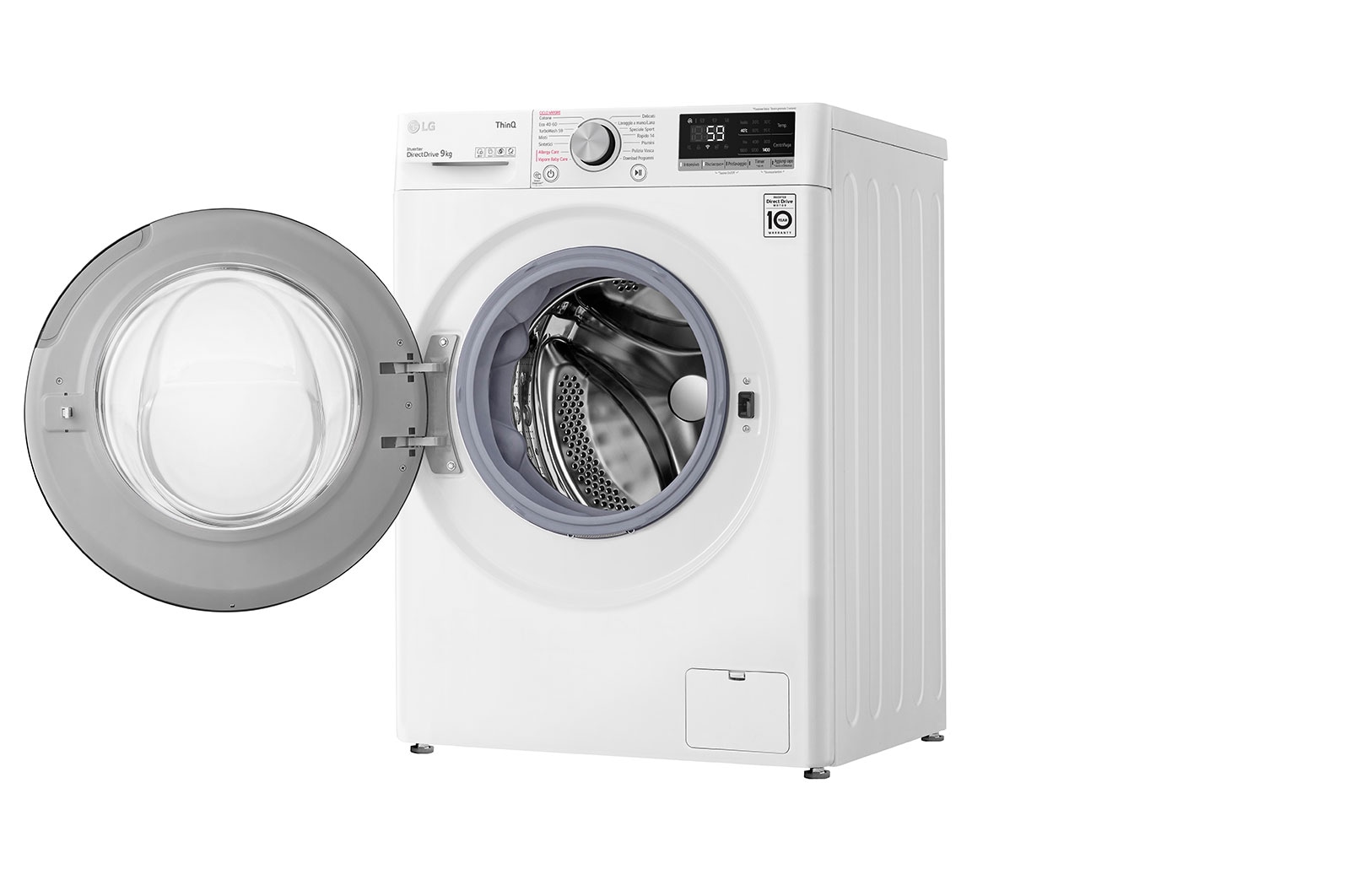 LG Lavatrice 9kg AI DD? | Serie V5 Classe A/A/A | 1400 giri, TurboWash, Lavaggio a vapore, Wi-Fi | White, F4WV509SAE
