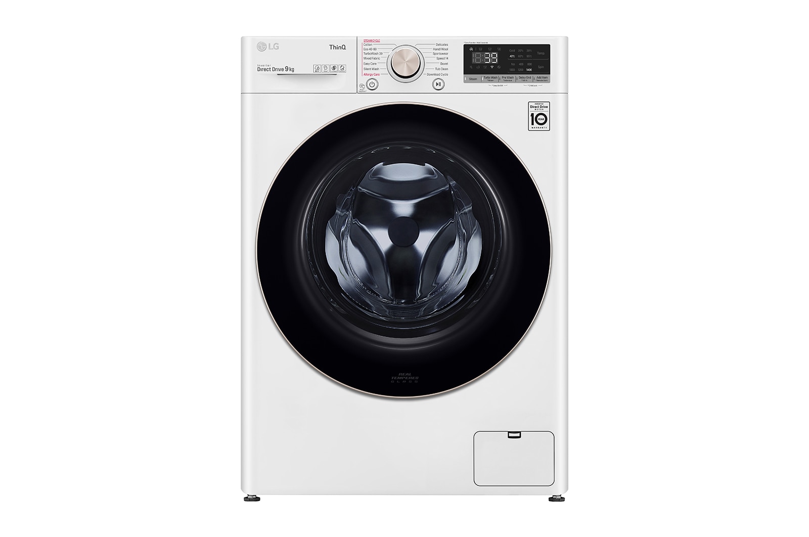 LG Lavatrice 9kg AI DD? | Serie V7 Classe A-10%* | 1600 giri, TurboWash 360, Lavaggio a vapore, Wi-Fi | White, F6WV709SGA