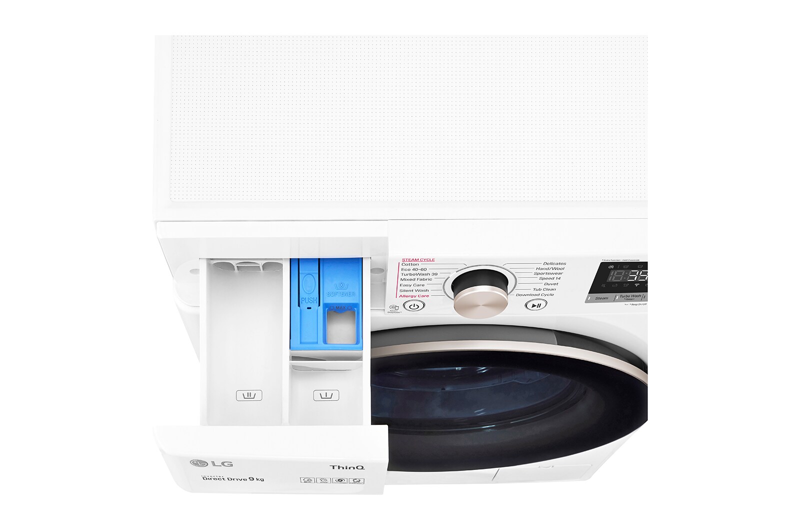 LG Lavatrice 9kg AI DD? | Serie V7 Classe A-10%* | 1600 giri, TurboWash 360, Lavaggio a vapore, Wi-Fi | White, F6WV709SGA