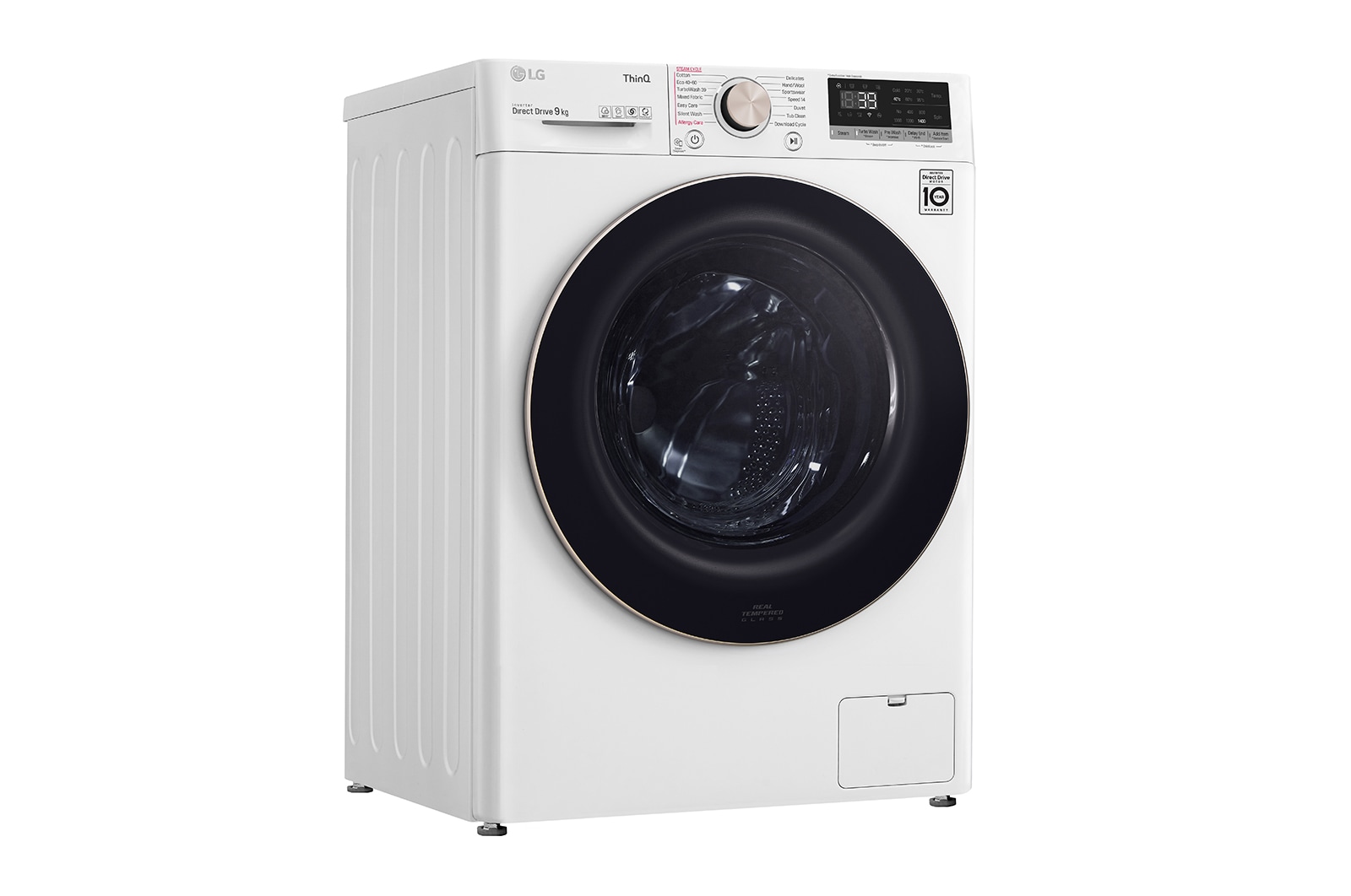 LG Lavatrice 9kg AI DD? | Serie V7 Classe A-10%* | 1600 giri, TurboWash 360, Lavaggio a vapore, Wi-Fi | White, F6WV709SGA