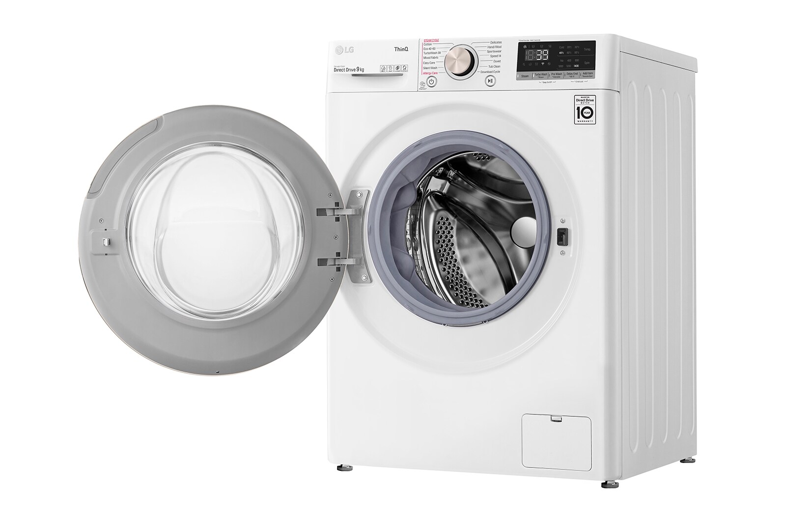 LG Lavatrice 9kg AI DD? | Serie V7 Classe A-10%* | 1600 giri, TurboWash 360, Lavaggio a vapore, Wi-Fi | White, F6WV709SGA