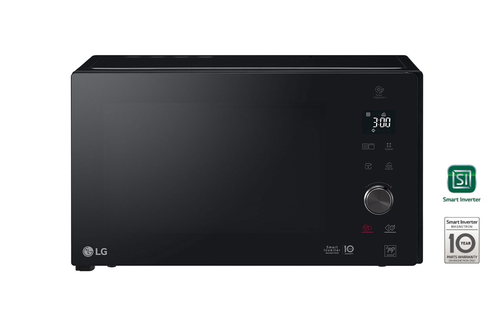Vista frontale di Microonde 32 litri, potenza 1200W | Grill e Frittura leggera, Smart Inverter, Nero MH7265DPS