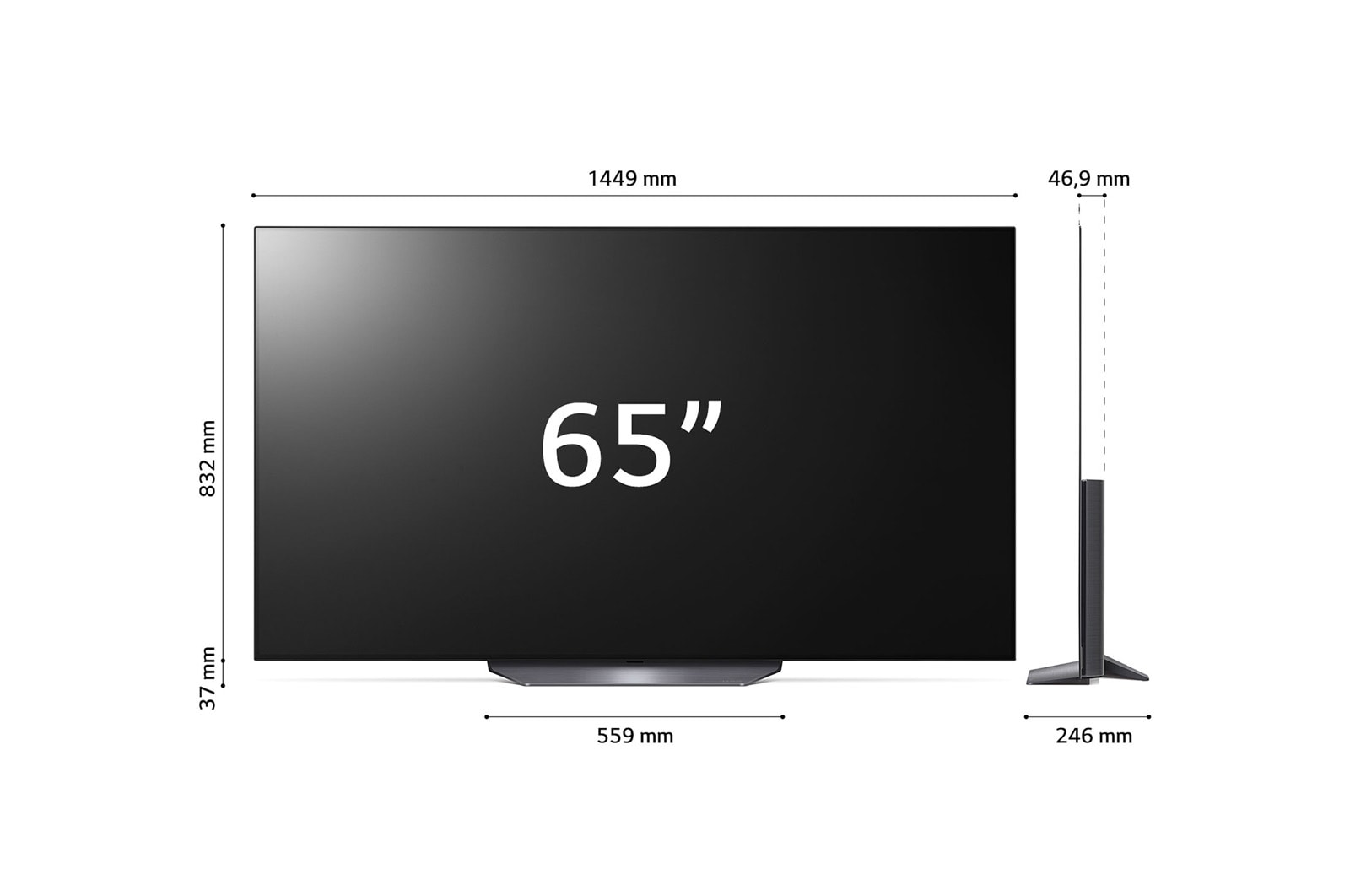 LG OLED | TV 65'' Serie B2 | OLED 4K, Smart TV, Dolby Vision IQ e Atmos, OLED65B26LA