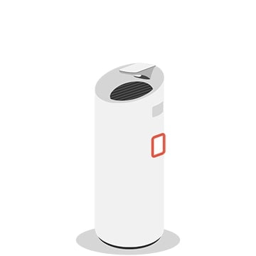 Mostra il purificatore d’aria3 e la posizione dell’adesivo del codice QR.