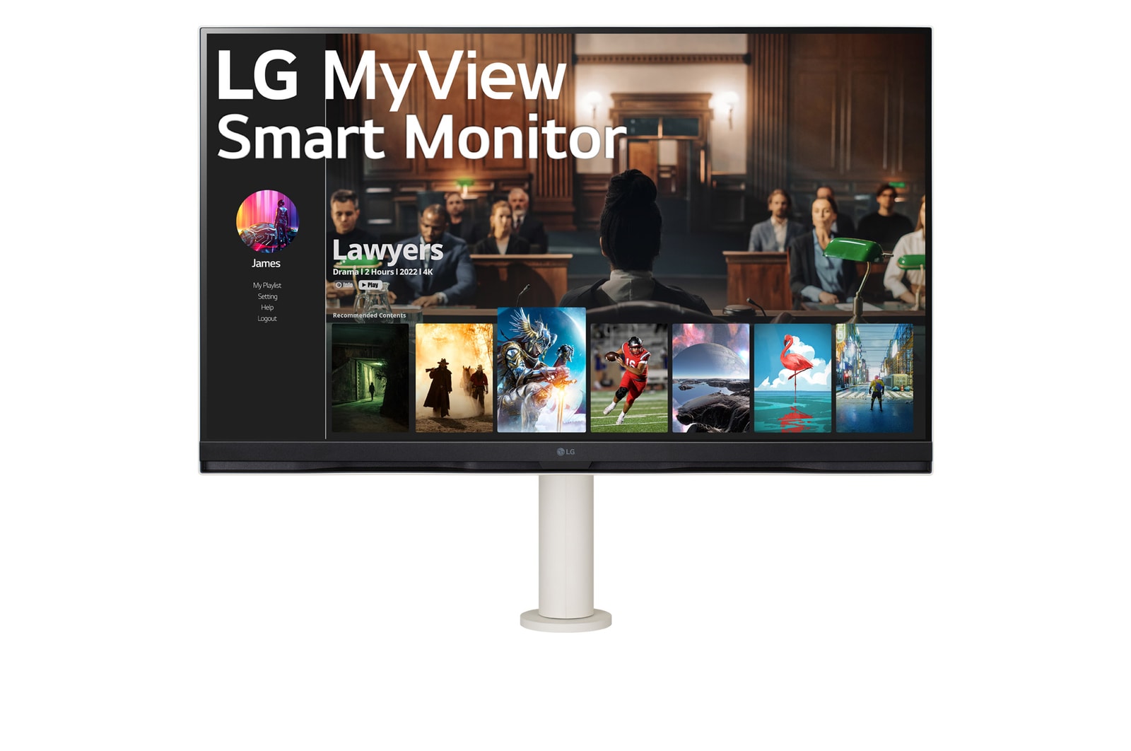 vista frontale con il braccio del monitor al centro