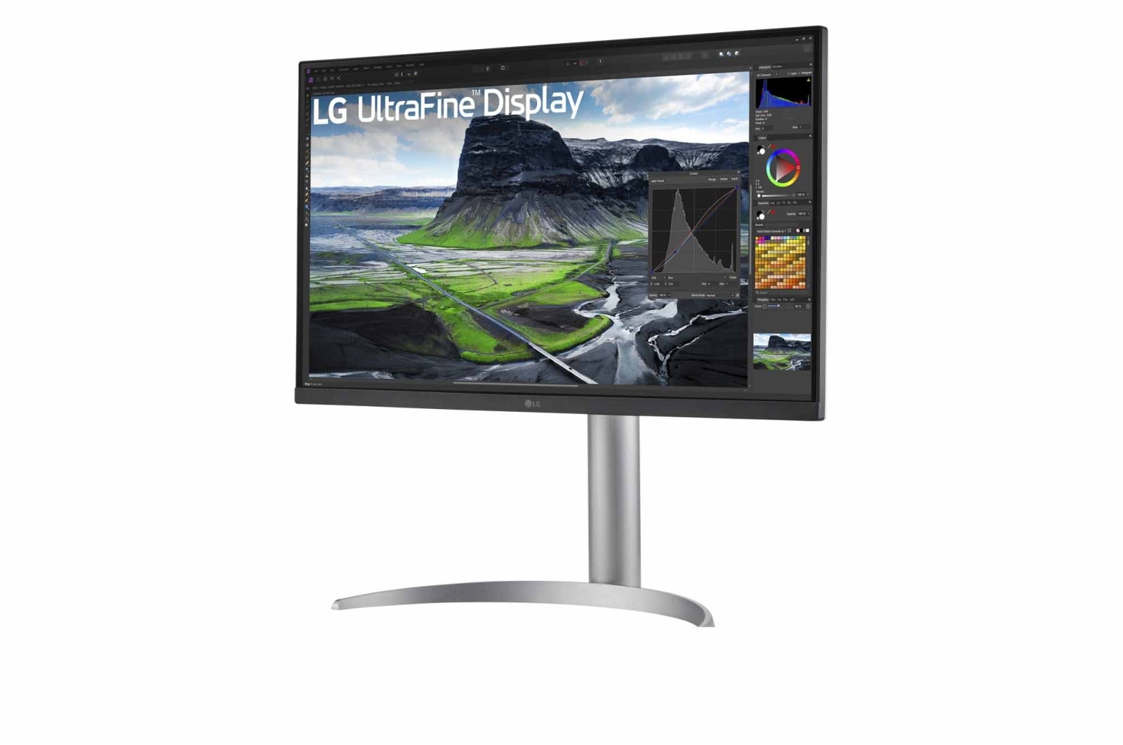 Front view and side view of LG QNED84 AI 4K Smart TV showing its length, width, height, and depth dimensions.