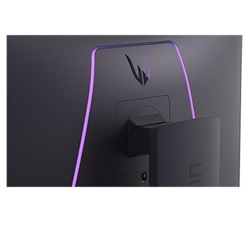 LEDアクセント點燈時のモニターの背面のクローズアップ