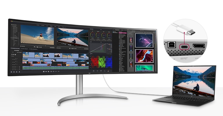 ノートパソコン対応のUSB Type-C?ポートから、ケーブル1本でディスプレイ伝送、データ転送、接続機器の充電がすべて同時に行えます。