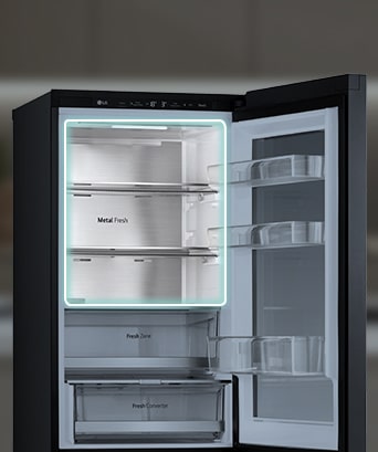 нижняя морозильная камера lg с функцией Metal Fresh.	
