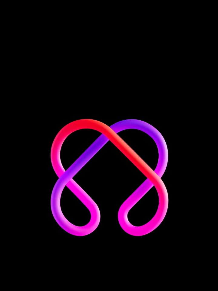 Un symbole rose et violet incurvé représentant la technologie LG AI est affiché au centre, avec un effet de lumière douce.