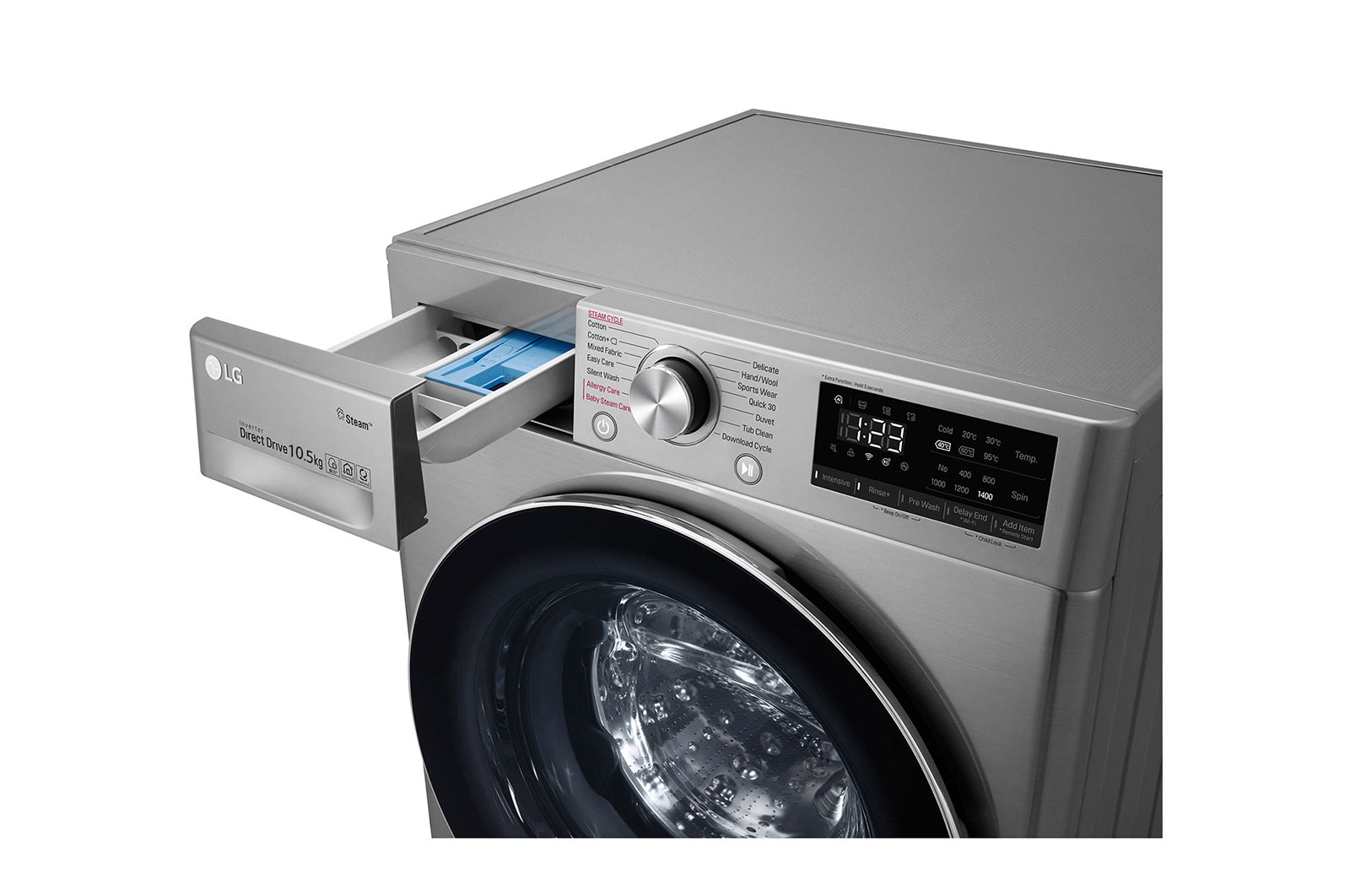LG Lave-linge LG Vivace, 10.5?Kg, capacité plus grande, AI DD, vapeur, ThinQ, F4V5RYP2T
