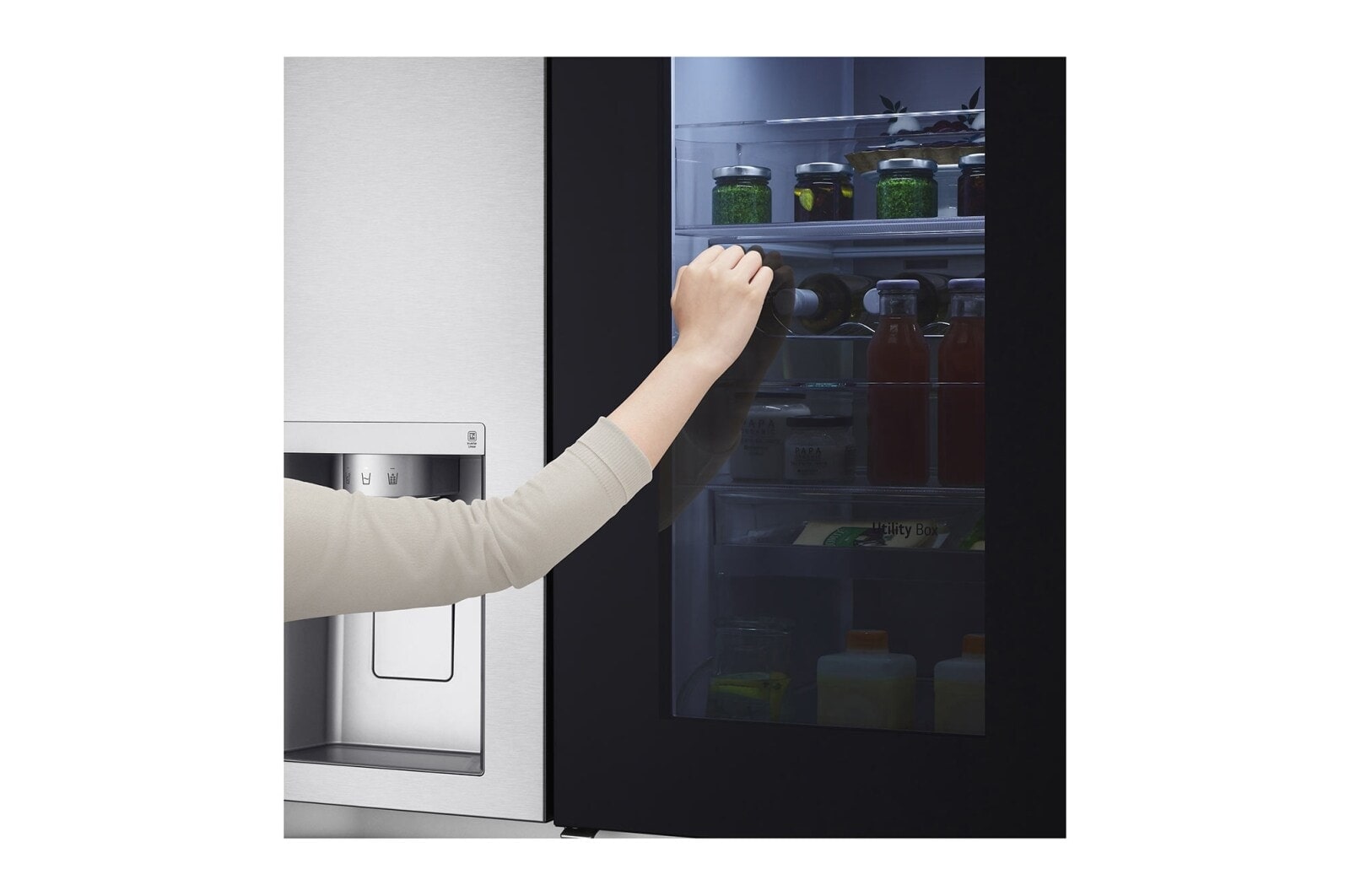 LG Réfrigérateur InstaView Door-in-Door? Américain | Compresseur Linéaire Inverter  | 635 L | DoorCooling+ | Hygiene Fresh+? | ThinQ, GR-X257CSES