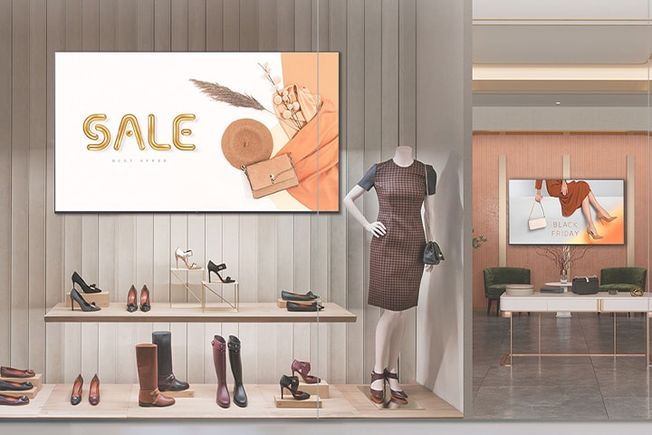 Representación de una escena dentro de una tienda minorista donde se ha implementado se?alización.