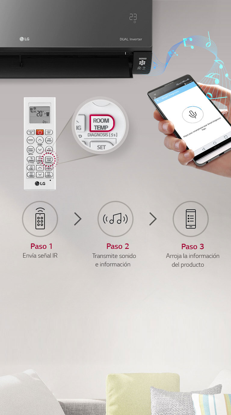 Smart Diagnosis? en los aires acondicionados LG permite una solución rápida y eficiente de problemas técnicos.