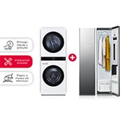 LG  Combo: Torre de lavado LG WashTower? (con secadora de Gas) + Sistema de vapor LG Styler. La pureza y frescura del vapor con la eficiencia de la inteligencia artificial., WK22WS6-S3MFBN