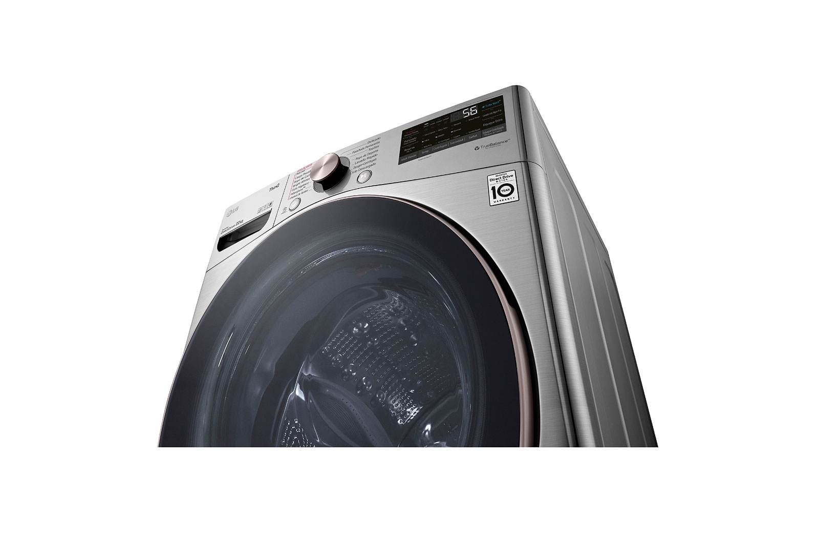 LG Lavadora LG Carga Frontal Inteligente con Pedestal, con AI DD? (Inteligencia Artificial) con TurboWash  y conectividad ThinQ, capacidad 22 Kg– Color Plata, WM22VV2S6GR.WDP4V