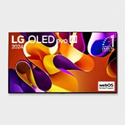 Vista frontal con la televisión LG OLED evo AI, la OLED G4, el emblema de 11?a?os siendo el número?1 mundial de OLED y el logotipo del programa webOS Re:New en la pantalla