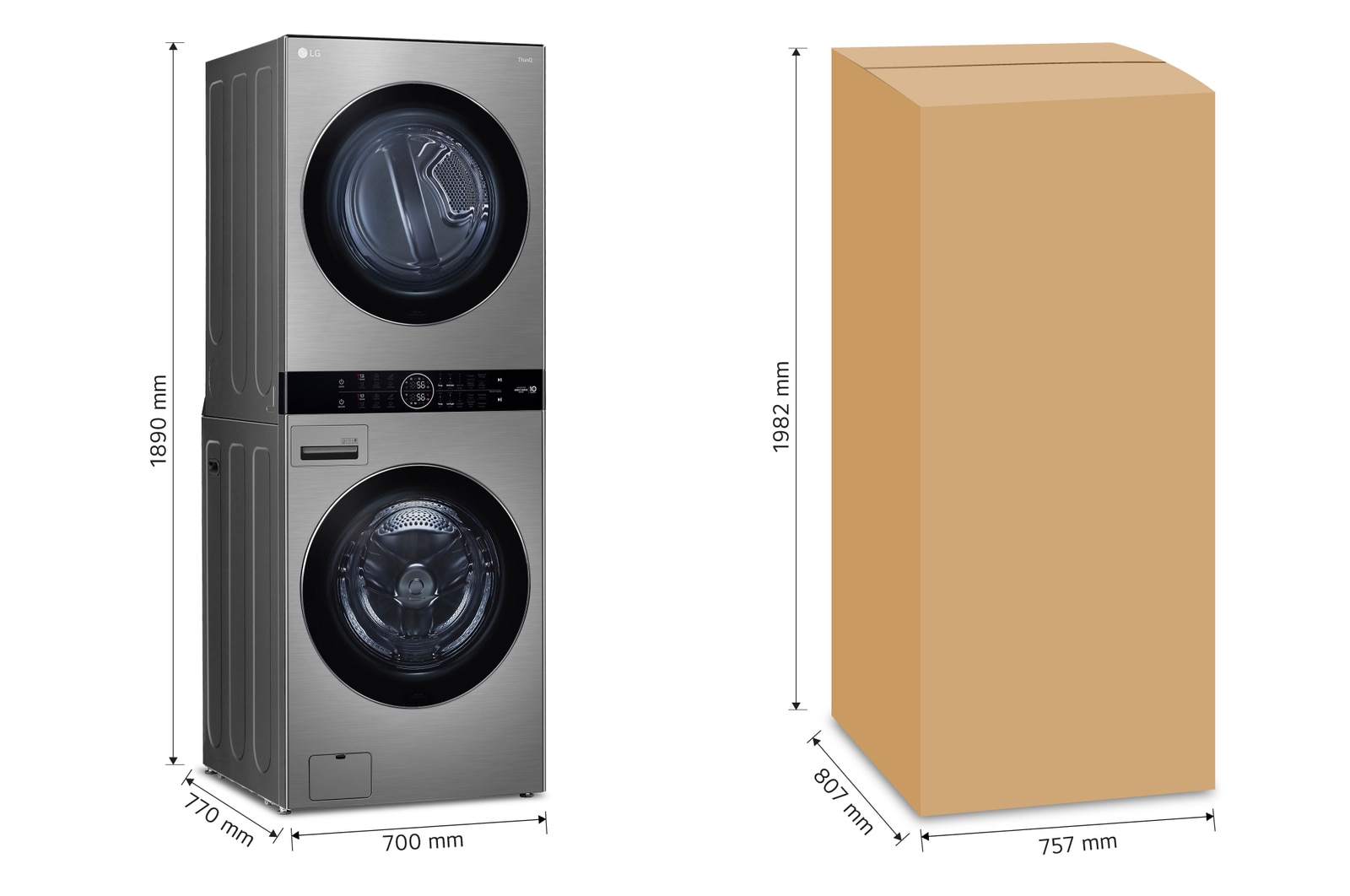 LG Torre de lavado WashTower? con AI DD? 22kg (con Secadora de gas), WK22VKS6