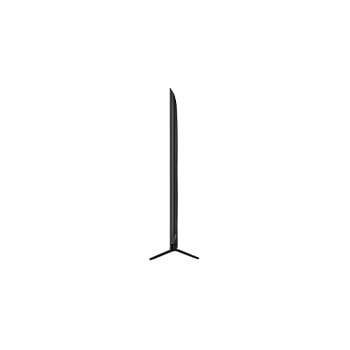 Vista de frente y lateral del Smart TV LG QNED evo AI QNED92 4K en la que se ven las dimensiones de longitud, ancho, altura y profundidad.