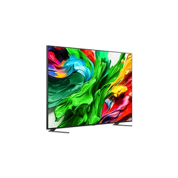 Slightly-angled right-facing side view of LG QNED evo QNED85 TV
