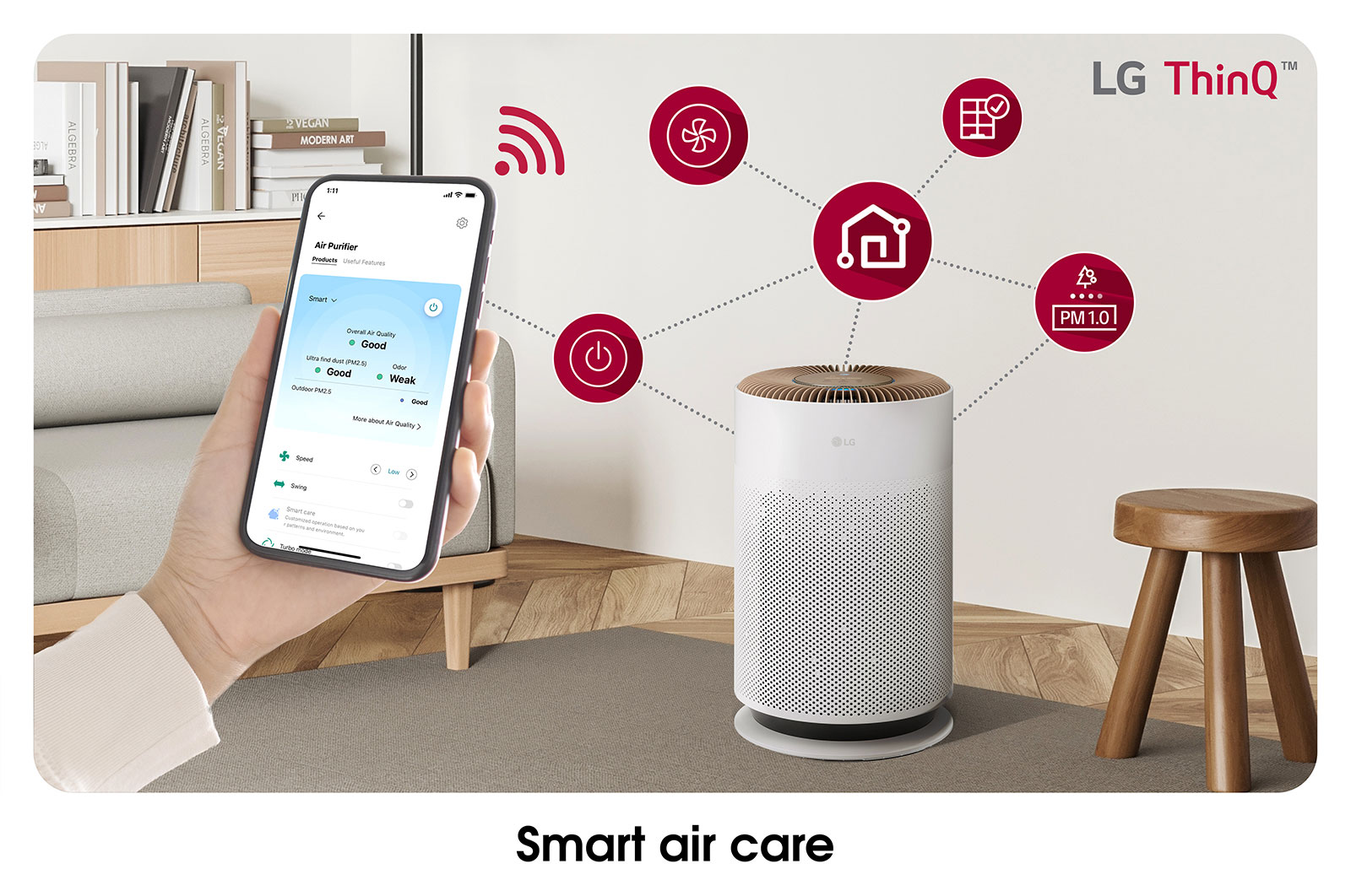 LG PuriCare? 360o HIT Air Purifier (Brown) with compact and complete air purification, AS60GHCG0