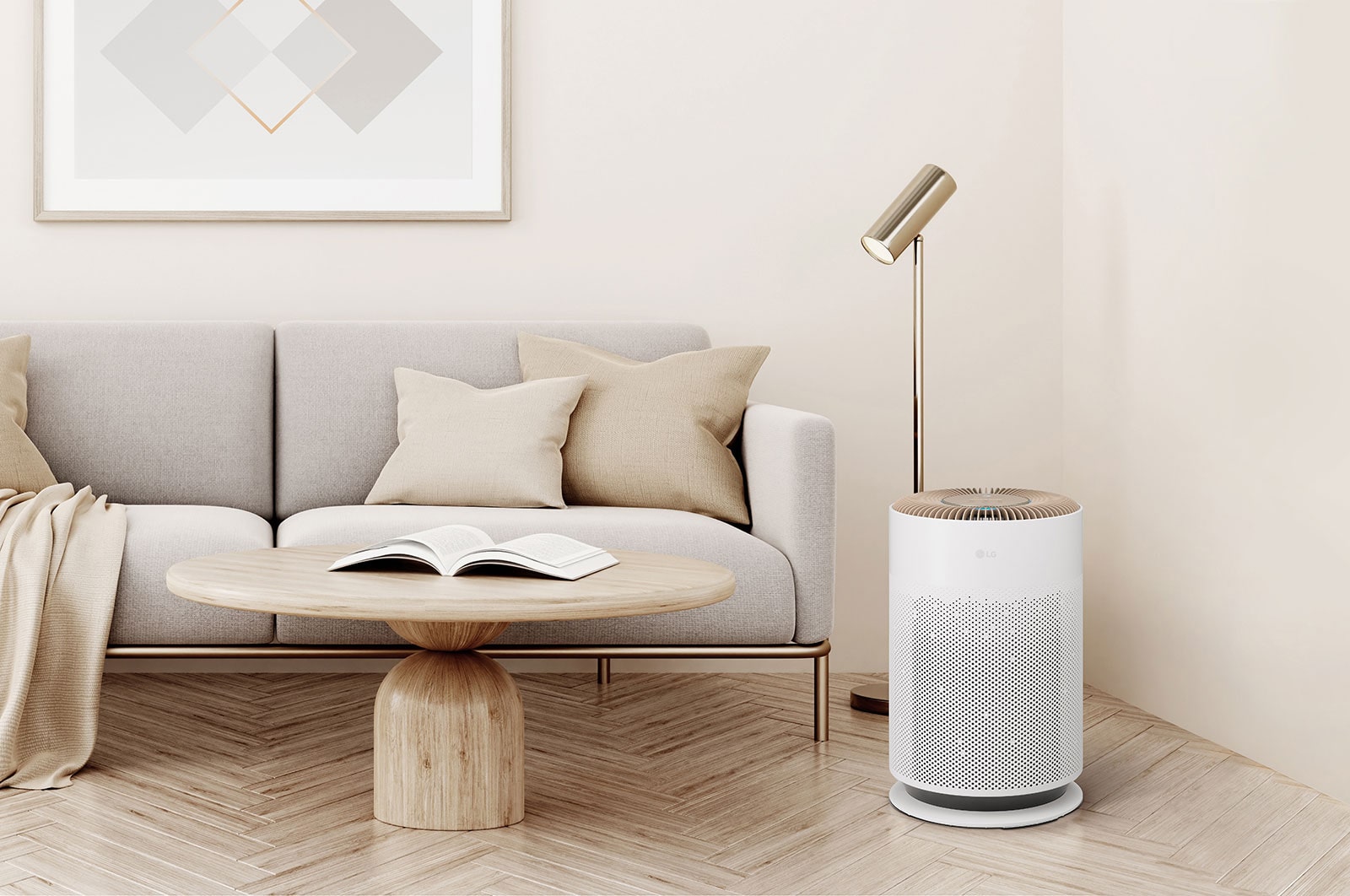 LG PuriCare? 360o HIT Air Purifier (Brown) with compact and complete air purification, AS60GHCG0