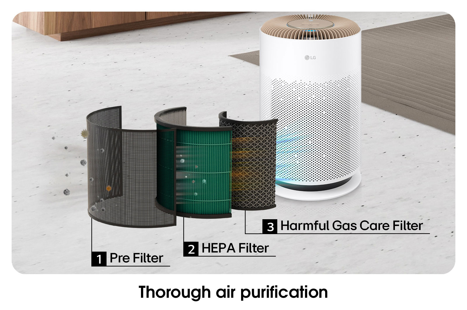 LG PuriCare? 360o HIT Air Purifier (Brown) with compact and complete air purification, AS60GHCG0