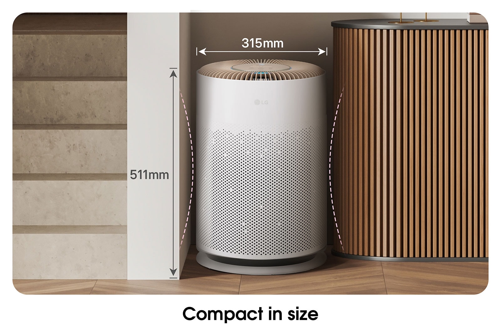 LG PuriCare? 360o HIT Air Purifier (Brown) with compact and complete air purification, AS60GHCG0