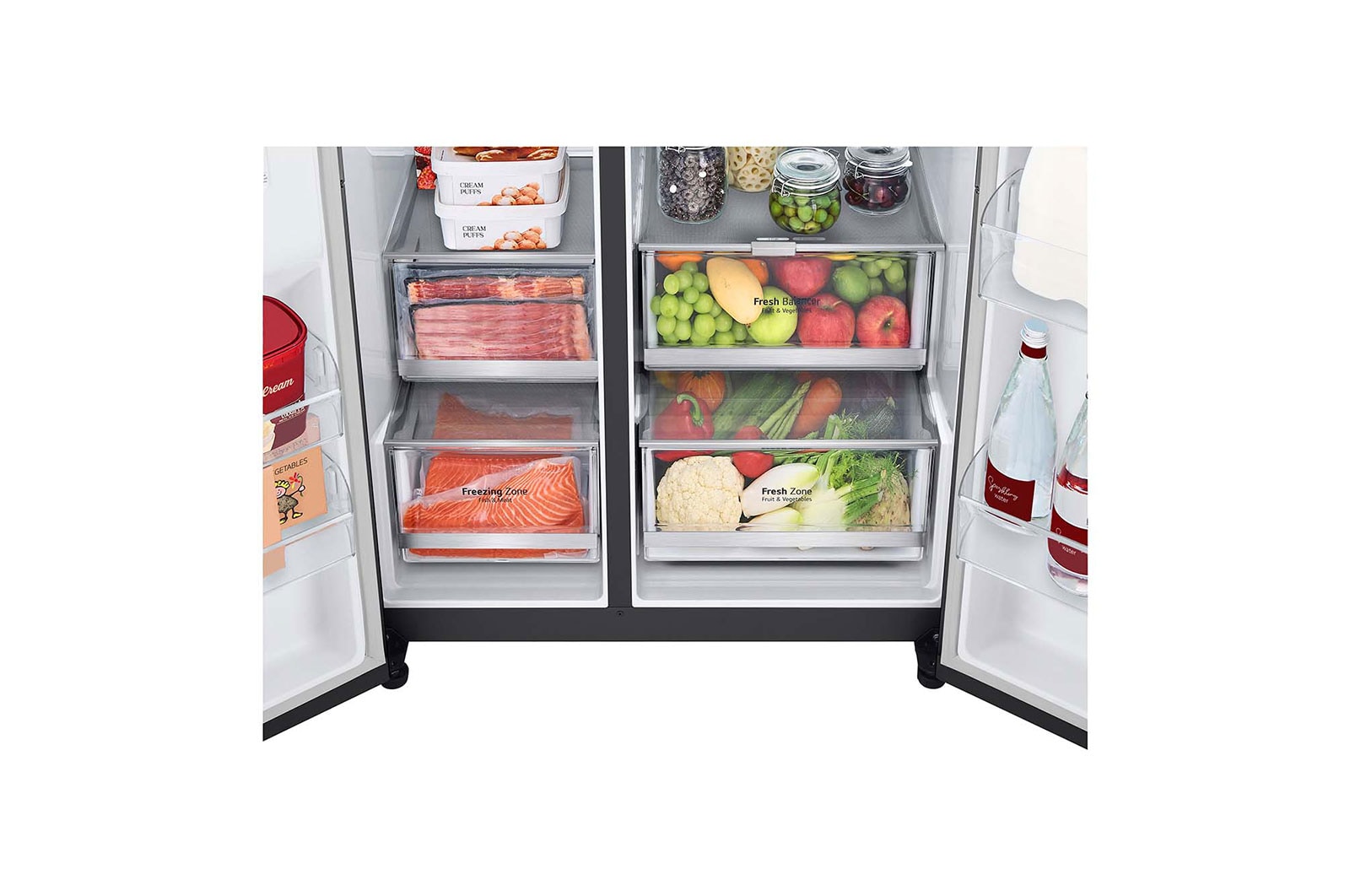 LG 655L Side-by-Side Fridge with InstaView Door-in-Door? in Matte Black Finish, GC-Q257CQFL