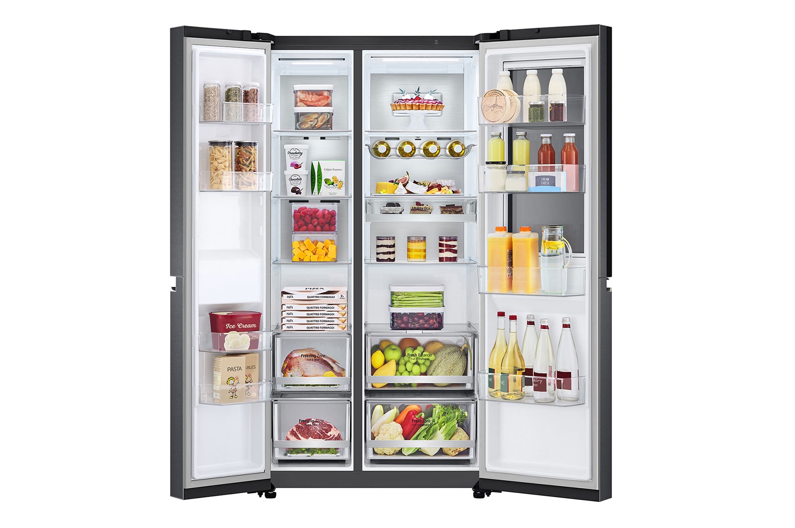 LG 655L Side-by-Side Fridge with InstaView Door-in-Door? in Matte Black Finish, GC-Q257CQFL