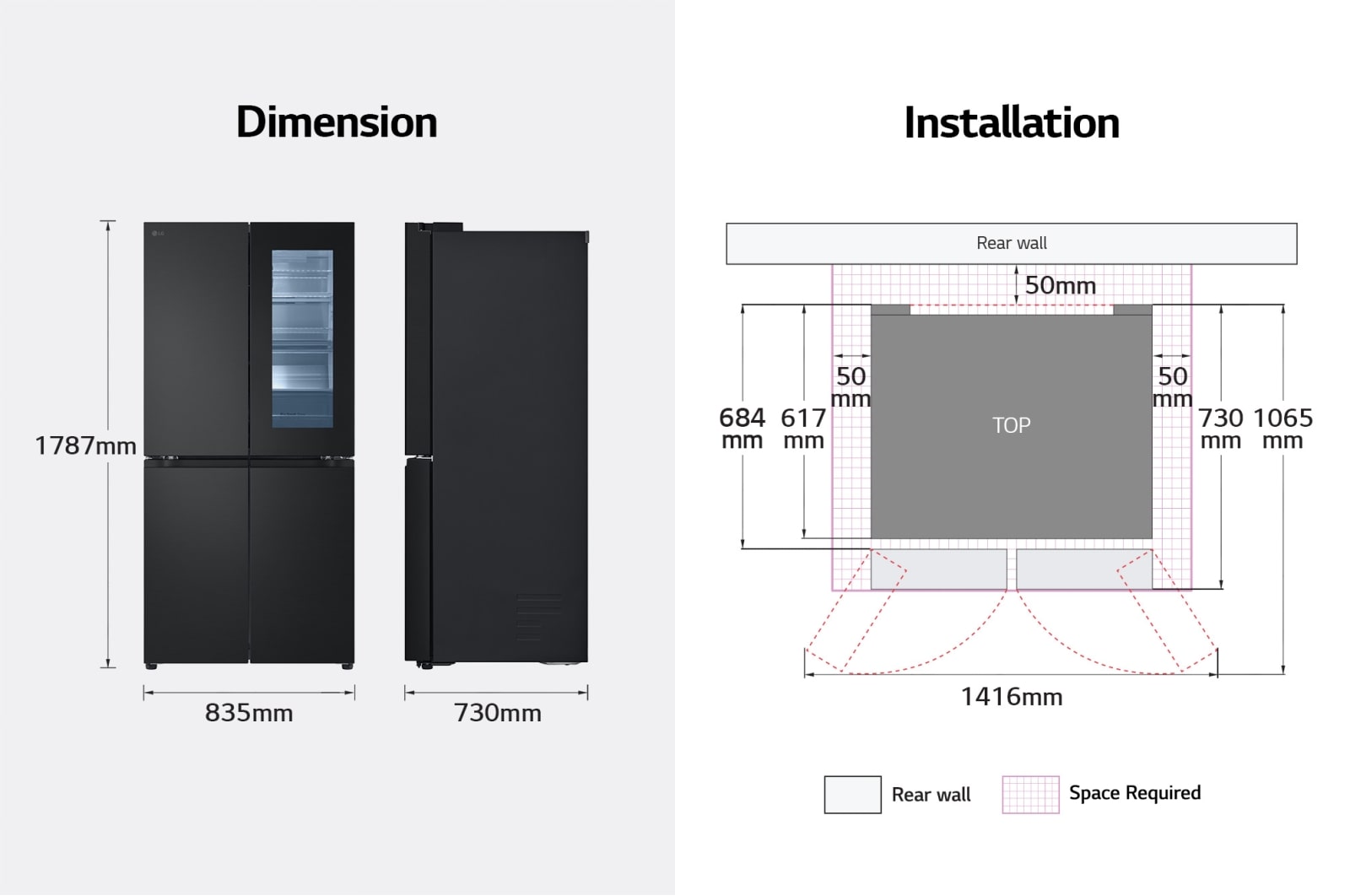 LG 431L French Door Fridge with InstaView in Black Steel Finish, GC-V22FFQMB