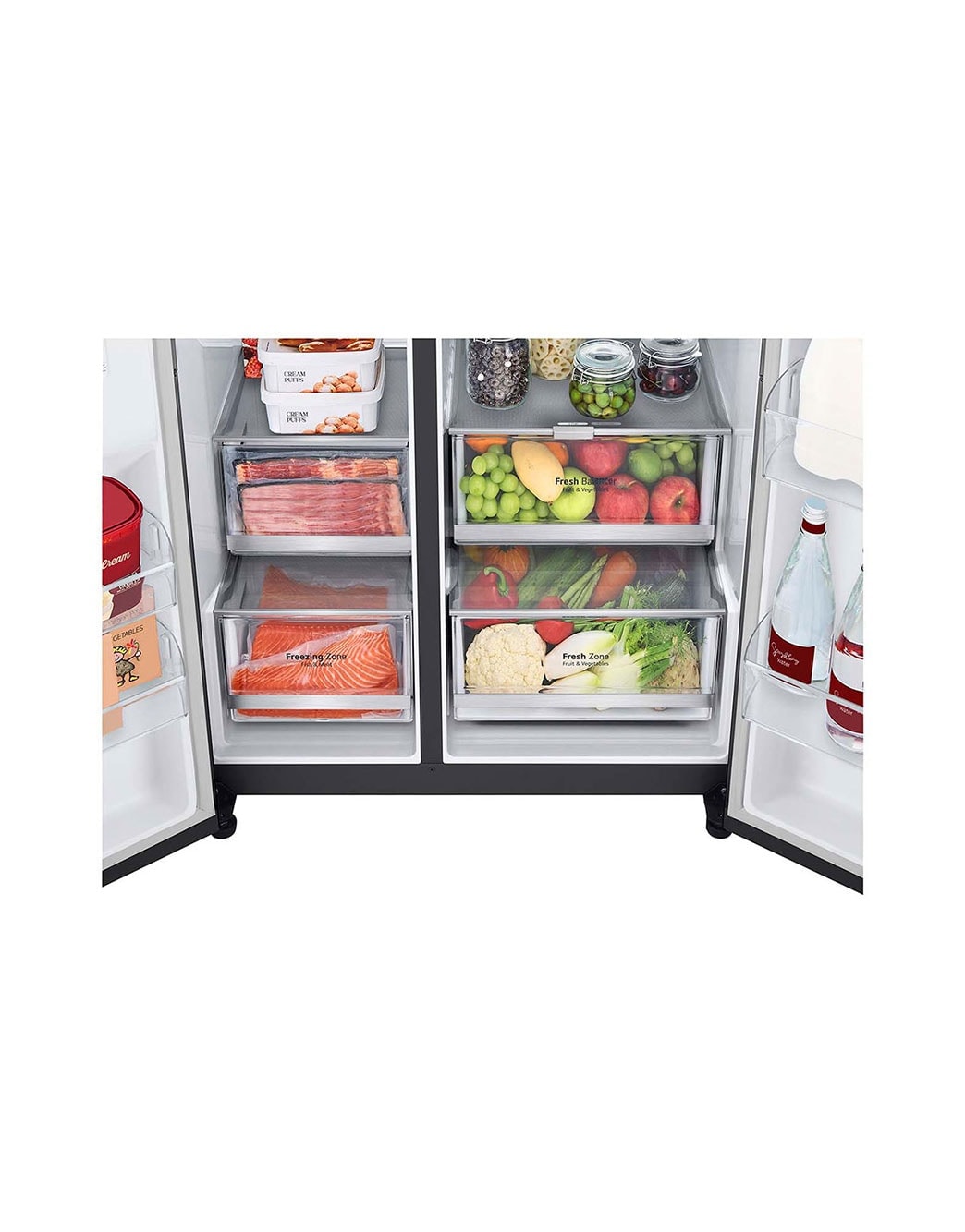 LG 655L Side by Side Fridge in Matte Black Finish, GC-V257CQFW