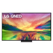 A front view of the LG QNED TV with infill image and product logo on