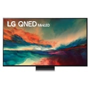 A front view of the LG QNED TV with infill image and product logo on