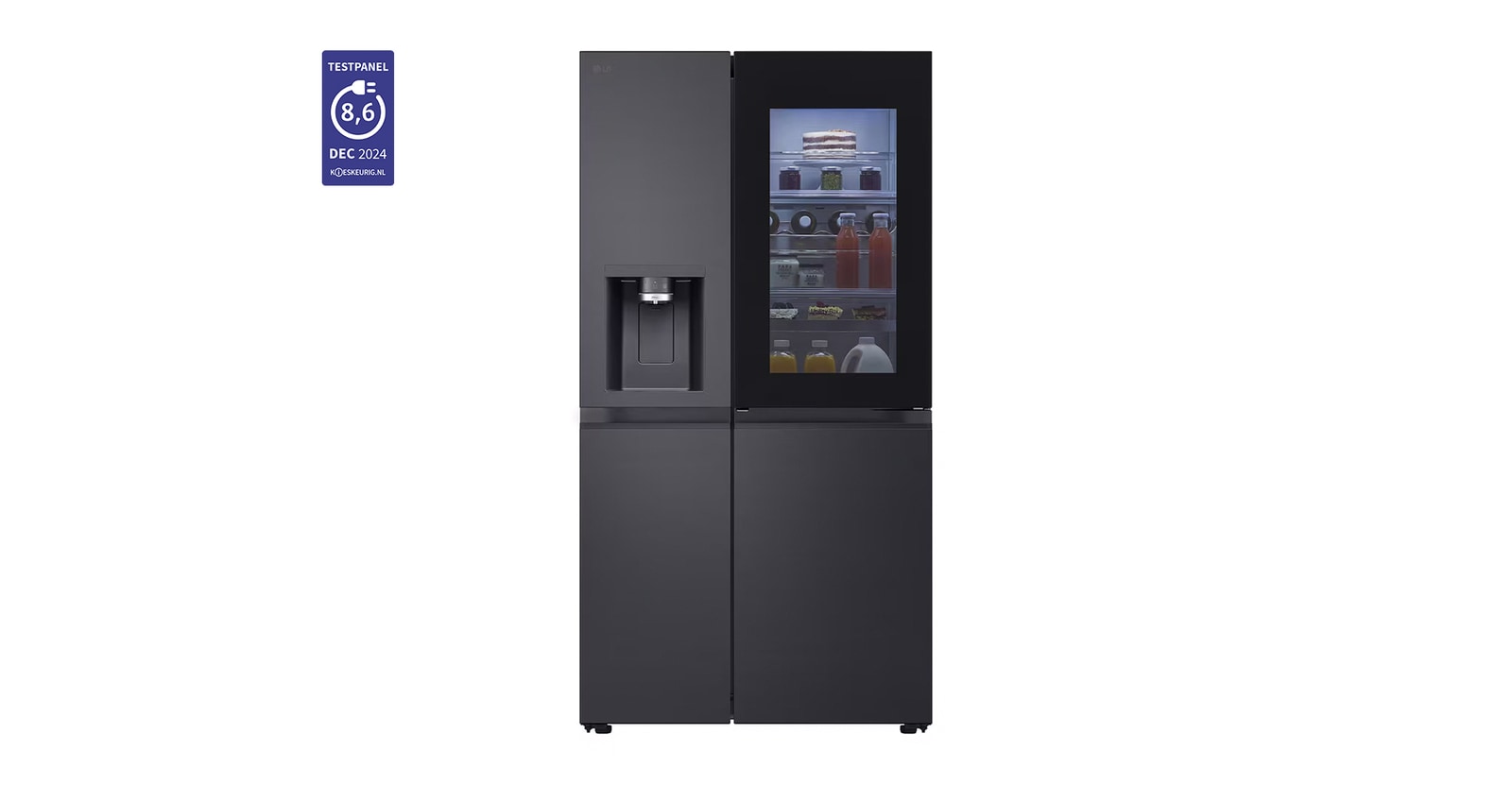 Voorkant van 628L Amerikaanse koelkast Zwart | InstaView? | ThinQ? | DoorCooling+?