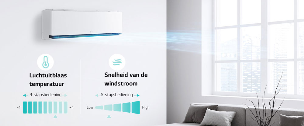 De temperaturen kunnen gedetailleerder worden aangepast. De windtemperatuur kan in 9 niveaus en de windstroomsnelheid in 5 niveaus.